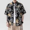 Marque Beach Summer Print Fleur Manches courtes Hawaii Collier Corée Style Chemise pour hommes Harajuku Vêtements 210721