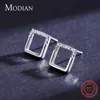 Echt 925 sterling zilveren eenvoudige geometrische vierkante oorknopjes voor vrouwen gift fijne korea stijl sieraden brincos 210707