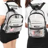 Mulheres mochila transparente impermeável saco de pvc feminino moda faculdade estudantes transparente lantejoulas saco femme mochilas 210922