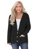 Women's Sweaters 2021 Arrival Winter Casual Gray Burgundy Blue Olive Black Button The Deep V Front Cable Sweater Cardigan LGY27883