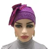 Muslim Bonnet Chemo Cancer Hat Sequins Flower Hot Drilling Arabic Islamic Hijab Headwrap Headwear Beanies Kvinnor African Cap