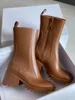 Mulheres Betty Rain Boot em PVC Boot Mohair Sock Martin Boots Zipper Vintage Square Head High Boot Inverno Mohair Sock Martin Boots Top Quality 327