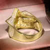 Mens Gold Ring Stones Högkvalitativ femspetsig stjärna Fashion Hip Hop Sier Rings smycken
