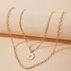 Collier avec pendentif en fleurs de marguerite pour femmes, charmant, couleur or, chaîne de pull, ras du cou, bijoux réglables
