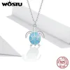 WOSTU Aankomst Blauwe Turtle Korte Neckalce voor Vrouwen Choker 925 Sterling Silver Girl Collier Mode-sieraden Gift FIN446