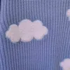 Women's Cozy Clouds Sweater Cute Cartoon Long Sleeve Crew Neck Pullover Jumper Fall Winter Knit Tops / 211103