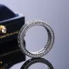 Choucong Mode Cirkel Ring Witgoud Gevuld 3 Rijen Diamond Engagement Wedding Band Ringen voor Dames Bruids Vinger Sieraden