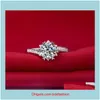 Jewelrywholesale Solid 14K White Gold Ring 1Ct Round Cut Moissanite Diamond Carbon Positive Engagement For Women Brand Cluster Rings Drop De