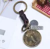 12 Constellation Keychain Cowhide Zodiac Keychains Retro Woven Key Chain Bronze Keyring for Birthday Gift Wholesale