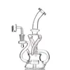 Hookahs Glass Bong Recycler Dab Rig Water Pipes Clear color height 9 Inch 14mm Joint ship With 14.4 mm male bowl USA In Stock Bongs