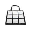 Sac fourre-tout à grille de sublimation blanc blanc sac à provisions de transfert de chaleur bricolage 9 panneaux tissu Frabic sac de rangement réutilisable sac à main 591