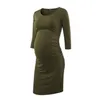 Arrivalcasual Solid Long-Sleeve Maternity Body-Con Dress 210528