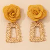 Neue Frauen Lint Gelbe Blume Ohrringe Gold Lange Baumeln Legierung Ohrringe Passende Kleidung Dame Mode Schmuck Geschenk