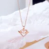 Crystal Rose Gold Heart Wing ketting, Angel ketting, Angel Wing ketting