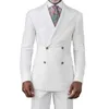 白いシルムフィットの男性のスーツの二重胸の山羊の滑り止めの新郎の結婚式のタキシード男性ファッションアフリカのジャケットパンツ2021 x0909