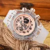 Luxury Mens Automatisk mekanisk Quartz Battery Watch Trendy Vattentät Lysande Mode Transparent Business Quartzes Klockor