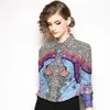 Verhellen Herfst Fashion Runway Dames 'Lange Mouw Leandard Retro Print Chiffon Blouse Tops Elegant OL Casual Office Shirts 210719