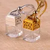 Cube vide carré parfum bouteille en verre huiles essentielles diffuseurs pendentif évider huile essentielle rétroviseur ornement air parfum bouteilles voiture suspendu YL0093