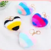 Porte-clés boule en forme d'amour arc-en-ciel, élégant, breloque pour sac, ornement, pompon en peluche mignon, porte-clés de voiture, bibelot, cadeau de noël