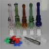 14mm mini cam borular nektar kiti konsantre boru kuvars tırnak ucu ile plastik Keck klips su nargile bong