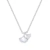 Hemiston 925 Sterling Silver Ginkgo Leaf Colar Scallop Fritillaria Clássico Colar para Mulheres Presente Q0531