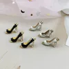 10pcs Rhinestone High Heel Enamel Charms Female Shoes Metal Pendants Fit DIY Jewelry Accessories Bracelet Earrings Finding