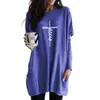 Women's Hoodies & Sweatshirts Jesus Cross Graphic Print Pocket Long For Female Femmes Christmas Lover Gift Women Plus Size Casual