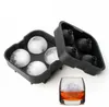 Boule de glaçons en Silicone, 4 trous, plateau à vin, outils, brique ronde, moule à sphère, barre de fête, moule à glace SN4077