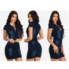 Sexy Turndown Kragen Baumwolle Bodycon Jeans Kleid Tasten Sommer Plus Größe 2020 Party Club Denim Kleid Frauen Kurze Mini Kleid ddlg X0521