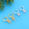 925 Sterling Silver Hoop Earring Women Jewelry Gold Plated Palm Tree Clip Circle Round Earrings Boucle Doreille Femme