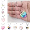 Love You MOM Collier Câlins gratuits Bijoux en forme de coeur en verre Pendentifs pour femmes enfants Cadeau de fête des mères