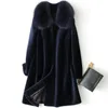Roupa de casaco de pele de pele feminina 2021 Real 200% jaqueta de lã colarinho casacos de inverno e jaquetas Mulheres Manteau Femme Hiver Xesd2922