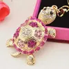 Moda Kolorowe Rhinestone Turtle Brelok Cute Gold Color Zwierząt Wisiorek Torba Samochód Key Chains Brelok Klamry Akcesoria G1019