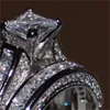 Vecalon fijne sieraden prinses gesneden 20ct cz diamant engagement trouwring ring set voor vrouwen 14kt wit goud gevulde vinger ring 12 R2