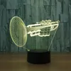 Nattljus 3D -ljus 7 Färg Byt trumpet LED -skrivbordsbordlampa Remote Touch Musikinstrument Heminredning Fixture Xmas gåvor9083784