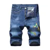 Jeans corti estivi da uomo Pantaloncini di jeans blu Pantaloncini di jeans elasticizzati da uomo di buona qualità Jeans corti casual slim Jeans da uomo con ricamo