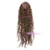 Brazilian VMAE #4 Dark Brown 120g Water Wave Horsetail Tight Hole Curly Human Hair Drawstring Ponytails