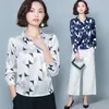 Korean Fashion Women Silk Shirts Woman Satin Blouses Print Shirt Plus Size Blusas Mujer De Moda Femininas Elegante 210531