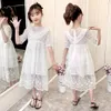 Big Girls Dress Lace Floral Party Cute Style Child Summer Kids Costume 6 8 10 12 14 210528