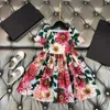 Neonata estate nuovo vestito dalla stampa bambini manica corta colletto quadrato vestito da fiore bambini vestito da principessa 2-14Y wz155 Q0716