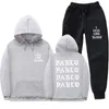 Masculino Tracksuits Streetwear Eu sinto como Pablo Hoodie Set Tracksuit Homens Térmica Sportswear Sets Hoodies and Calça Casual Sweatshirt Sport Sport