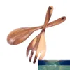 Natural Wooden Kitchen Cooking Spoons Large Salad Server Wood Fork Spoon Cutlery Set Wooden Utensils Tableware