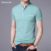 Liseaven Men Mandarin Collar T-shirt Podstawowy Tshirt Mężczyzna Krótki Rękaw Koszula Marka Topstees Bawełna T Koszula 210629