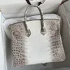Women Designers Bags 2021 Handbags Crossbody Full Leather Silver Diamond Buckle Imported Nile Crocodile Fashion High Quality Hand Stitched