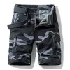 Shorts d'été pour hommes Plus Taille Camouflage Cargo militaire pour hommes Longueur du genou Casual Coton Pantalon court Pantalon Corto 210806