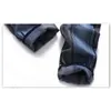 Vinterfärgblock Mäns Jeansbyxor Slim Straight Fashion Brands Rock Elastic Designer Jeans för män 210716