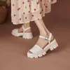 Meotina Kvinnor Skor Naturligt äkta Läder Sandaler Plattform Hög Högskinn Sandaler Peep Toe Tjock Lady Footwear Summer Black 34-43 210608