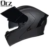 Capacetes de motocicleta companheiro capacete preto dirigir bicicleta flip up cascos para moto escudo duplo modular com viseira de sol interno aprovado