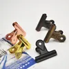 Filingstillbehör Kopparbindemedelsklämmor Vintage Skelettklipp Metall Elektroplätering Bulldog Hinge-Clips Pappersklämmor för kartor Perriär Prisetiketter SN6261