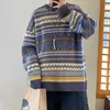 Pull d'hiver hommes chaud mode rétro décontracté col rond tricot pull hommes Streetwear tricot chandails mâle Sweter vêtements M-2XLp0805